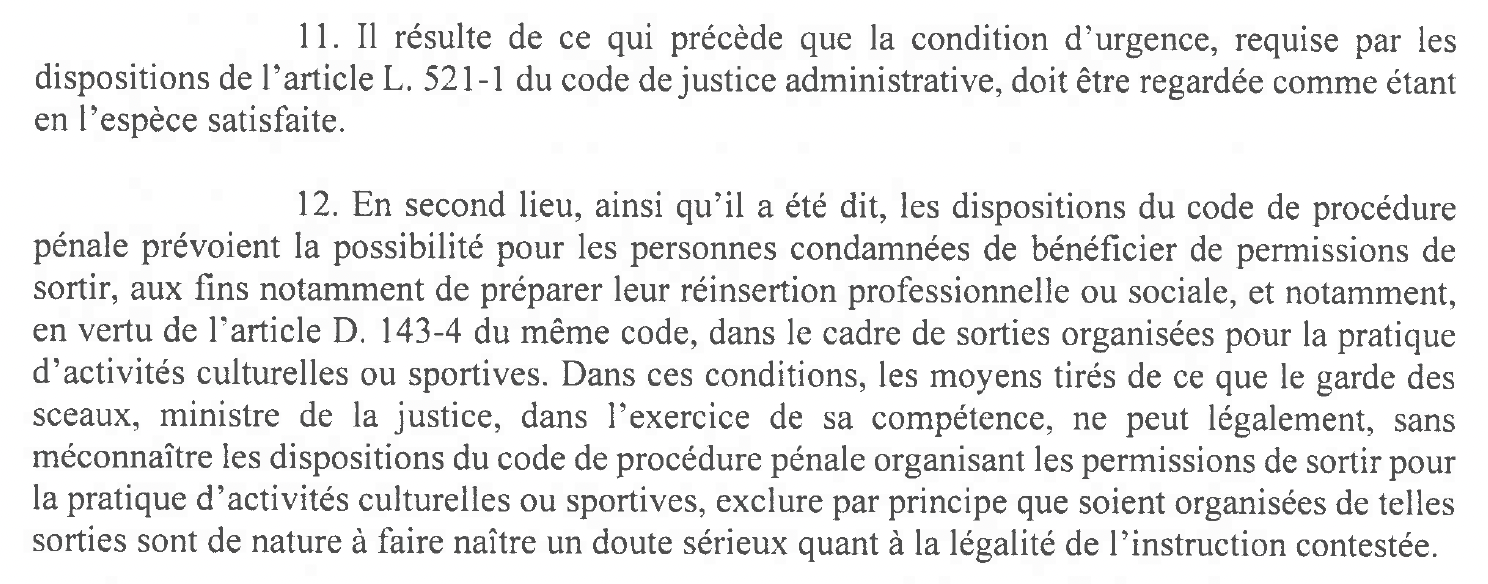 FLASH : Le Conseil d’État suspend l’instruction de G. Darmanin relatives aux activités sportives et culturelles en prison 3 Capture d’écran 2026-05-05 à 16.27.16