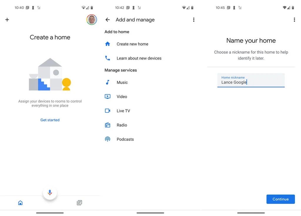 Create a new Google Home