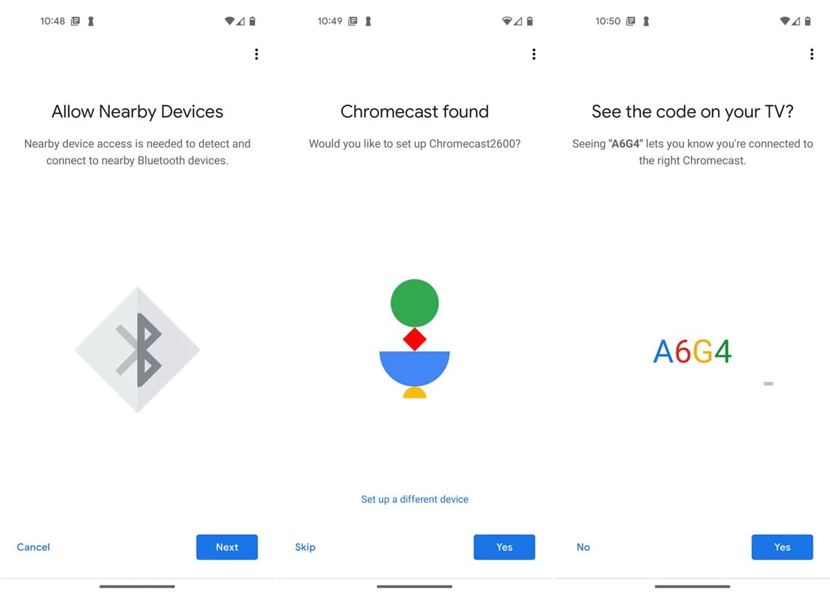 Code confirmation for Chromecast