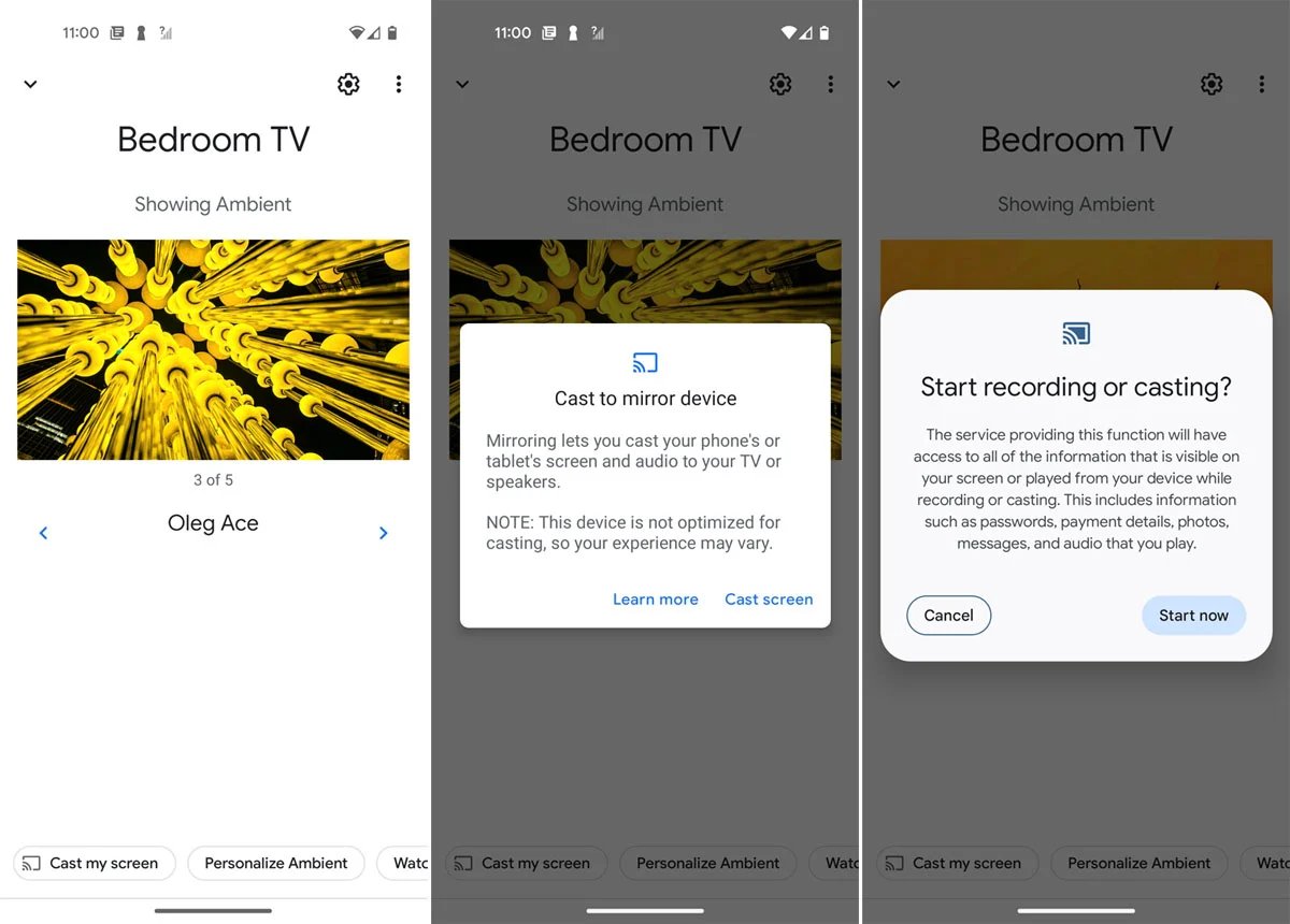 Setting up screen mirroring