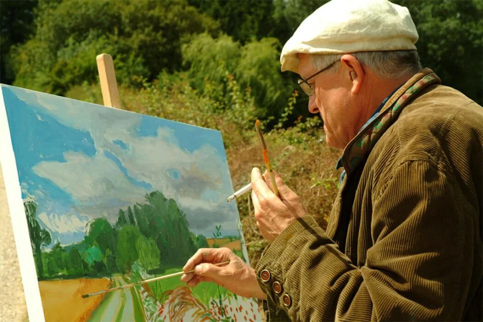 David Hockney peignant « Sledmere View »