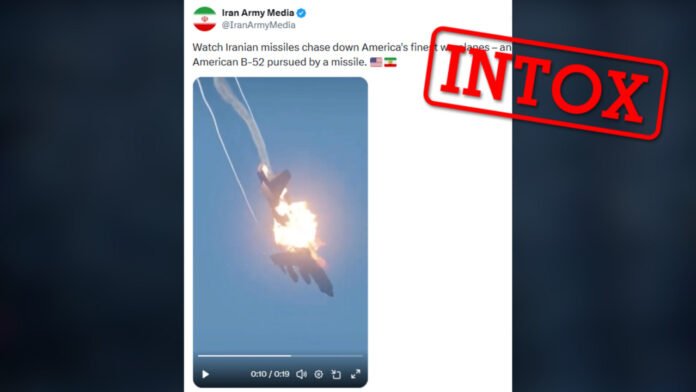 Cette vidéo ne montre pas un bombardier B-52 américain abattu par l'Iran