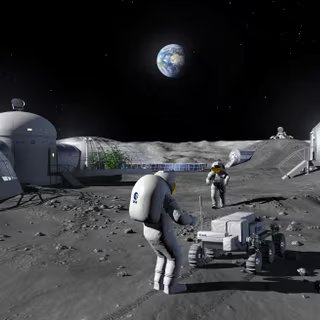 Une nouvelle ère commence : comment l'IA s'apprête à rendre la vie possible sur la Lune et Mars 1 Concept de base lunaire à l'étude. © ESA, P. Carril