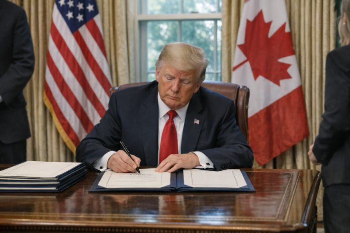 Trump signe cinq proclamations commerciales visant le Canada